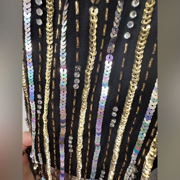 Mac Duggal | 5232 Metallic Embellished Plunge Open Back Gown Size 6 NEW Prom - Picture 13 of 13